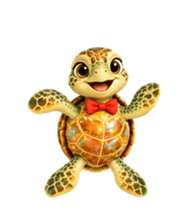 Theodore, a cheerful illustrated Hawaiian hawksbill turtle